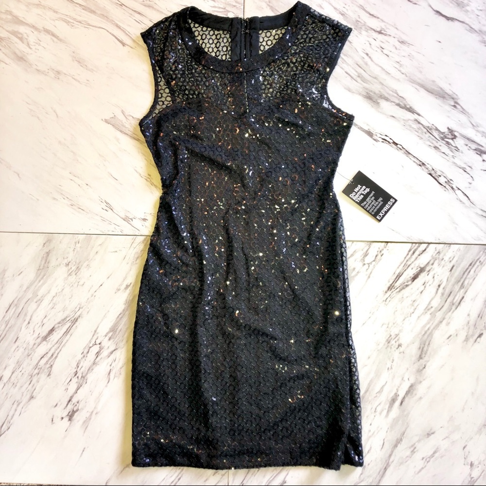 Black Sequin Express Cocktail Dress